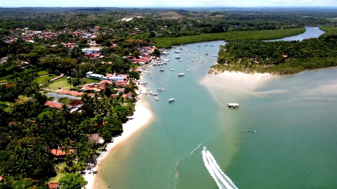 Praia paradisíaca de Boipeba com coqueiros e areia branca