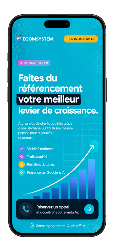 Téléphone ECOMSYSTEM — illustration référencement