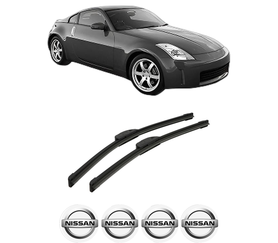 Set stergatoare auto NISSAN 350Z Coupe (Z33) din 2002-2008, pentru parbriz auto, 2 bucati, Bosch Aerotwin Retrofit, din cauciuc siliconat rezistent, 4 Stickere Auto NISSAN