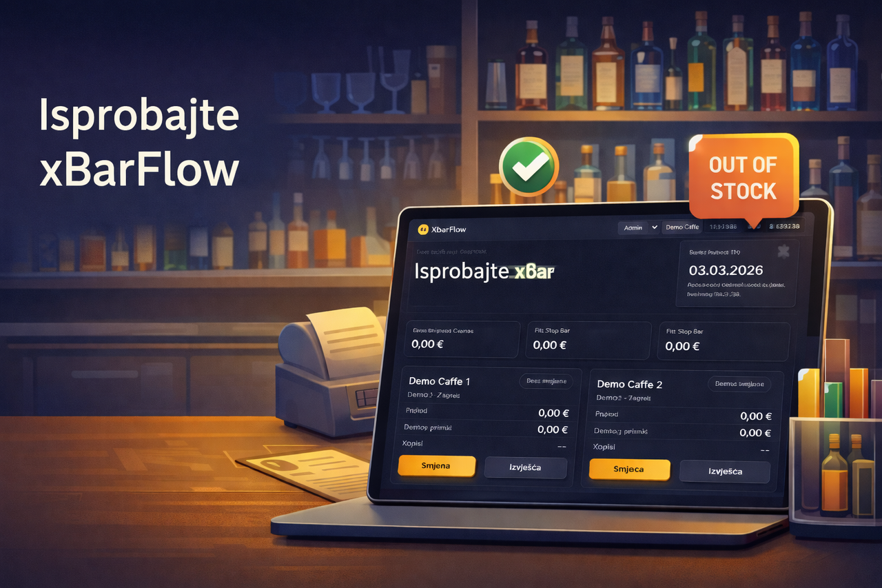 Isprobajte xBarFlow Demo - digitalna knjiga zaliha za ugostiteljstvo
