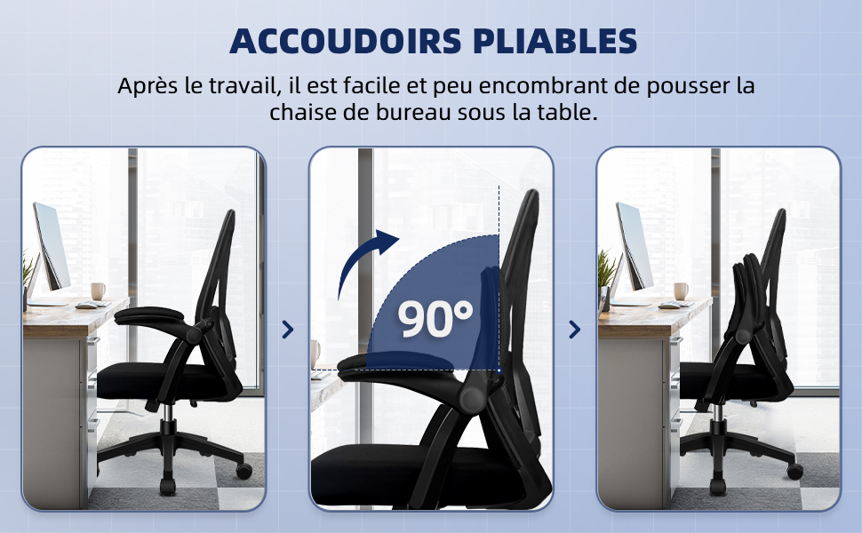 Paire D'Accoudoirs Ergonomiques Pour Chaise De Bureau - Installation Facile, Antidérapants