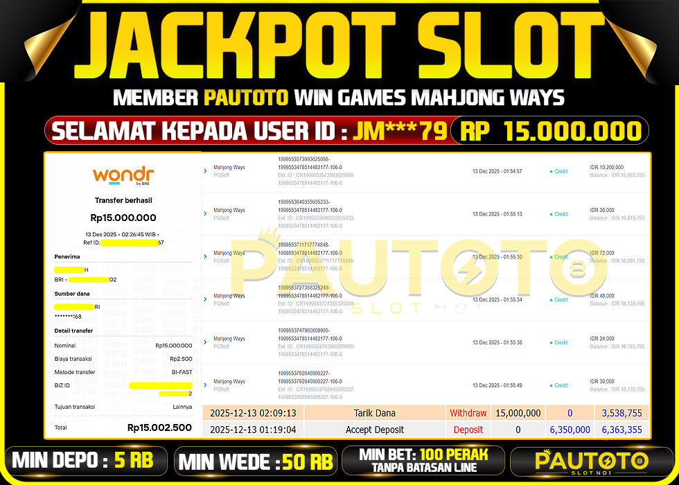 BUKTI JACKPOT LUNAS PAUTOTO