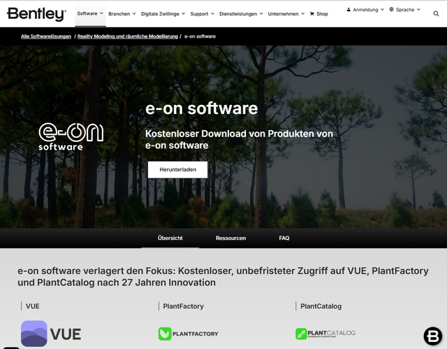 Bentley Webseite mit Gratis-Software