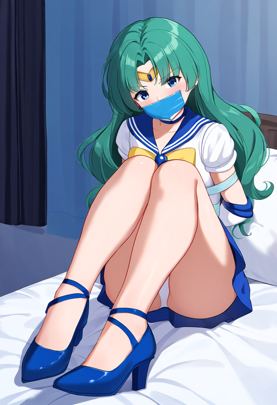 1girl_ sailor neptune, {sailor neptune_ official costume, high heel shoes, white s-153980351