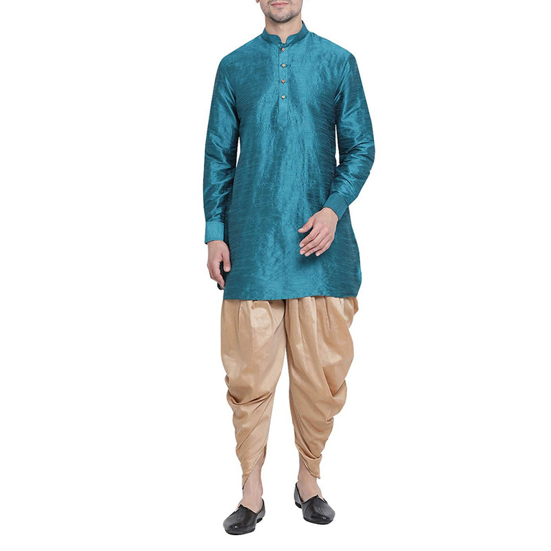 Men's Dhoti Kurta Pant Set Silk Blend Ethnic Kurta Pyjama For Wedding Wear Dress - Picture 19 of 24