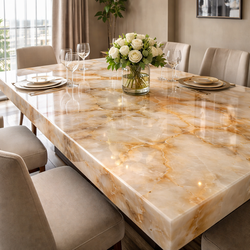 Onyx dining table protection