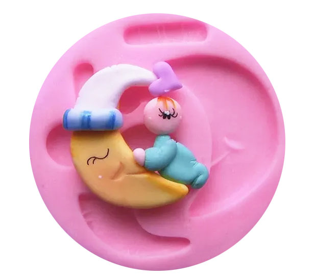 Molde Silicona Luna Bebé decora tortas nacimientos baby shower fondant