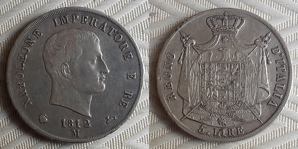 5 liras Napoleón I Reino de Italia. 1812. 20190726-122004b