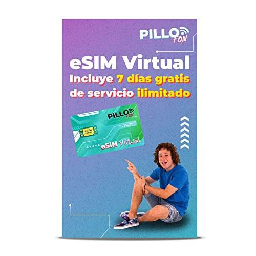 Amazon: Pillofon eSIM Virtual Recargable con 7 Días de Servicio 
