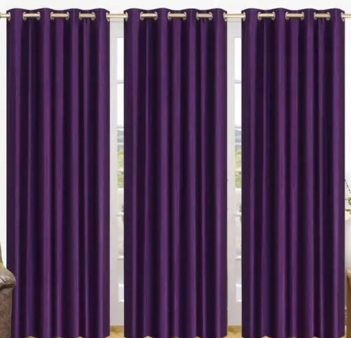 RICHLINEN Attractive Plain Crush Curtain For Door & Window ,Purple (Pack of 3pcs (R701)