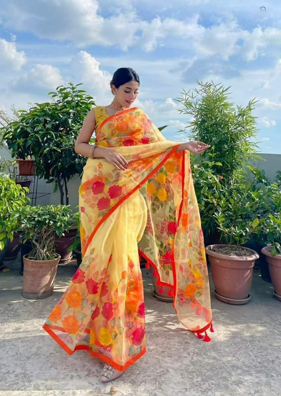 Hand Print Half Silk Sharee