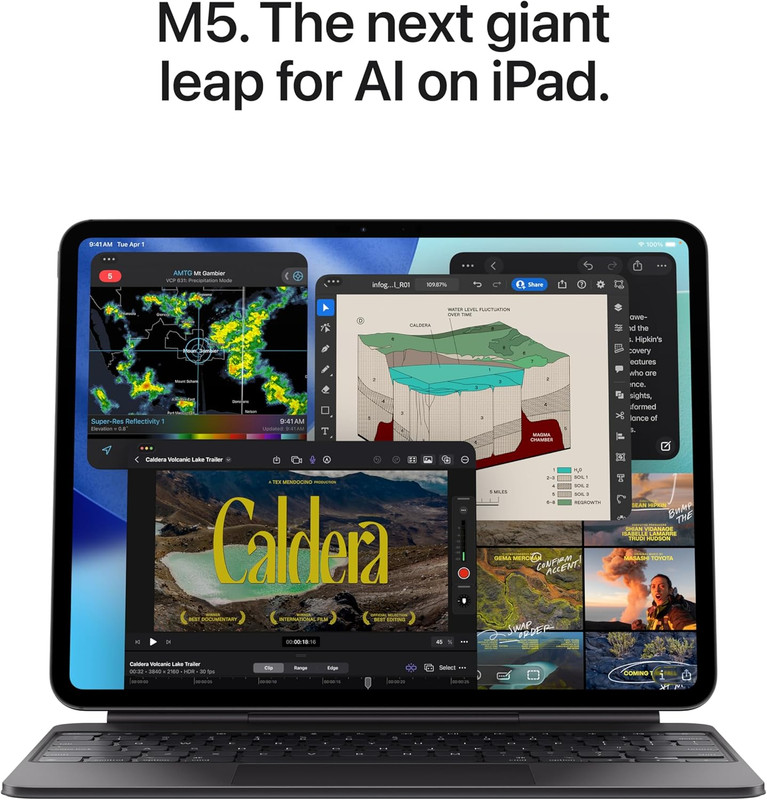 Productividad con iPadOS 26 y accesorios en el iPad Pro de 13 pulgadas.