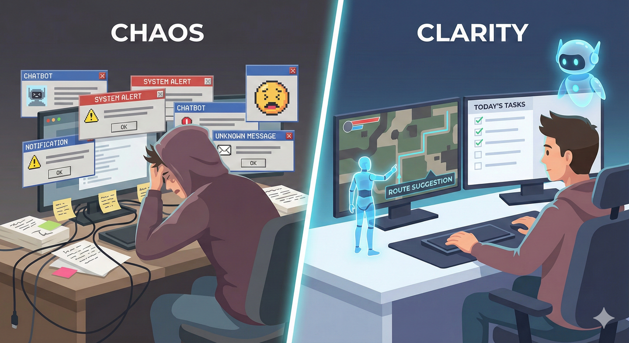 Comparison of cluttered overlays versus clean project ava ai holographic assistance