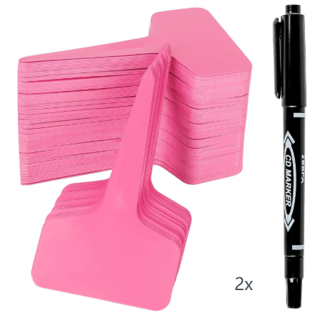 Pink 200 Pack Waterproof Plant Labels T-Type Garden Tags with 2 Marking Pens for Succulents Flowers Seedlings and Aussie Home Gardening Identification