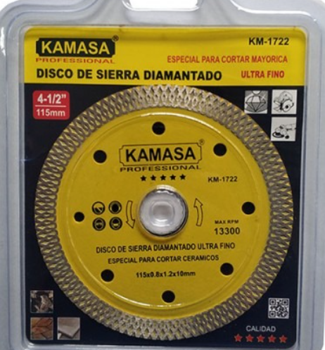 DISCO DIAMANTADO ULTRA FINO 115MM(4 1/2") P/ CERAMICO KAMASA