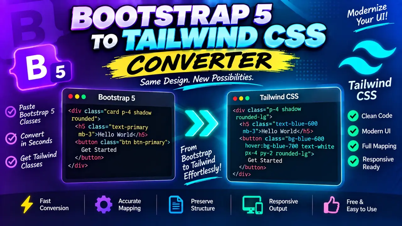 Free Bootstrap 5 To Tailwind Css Converter
