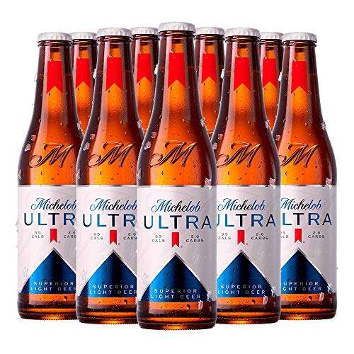 Amazon: Cerveza Michelob Ultra 24 Botellas de 355ml, 95 Calorías por envase, Cerveza Lager Premium 
