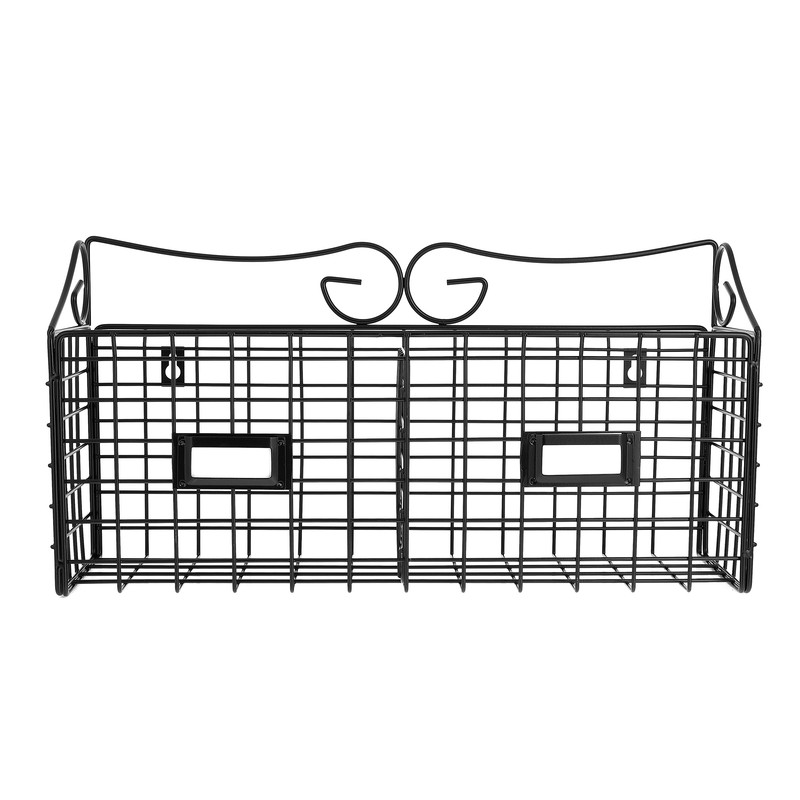 AdirHome Wall Hanging Display Organizing Rack Wire Mail Basket With 2