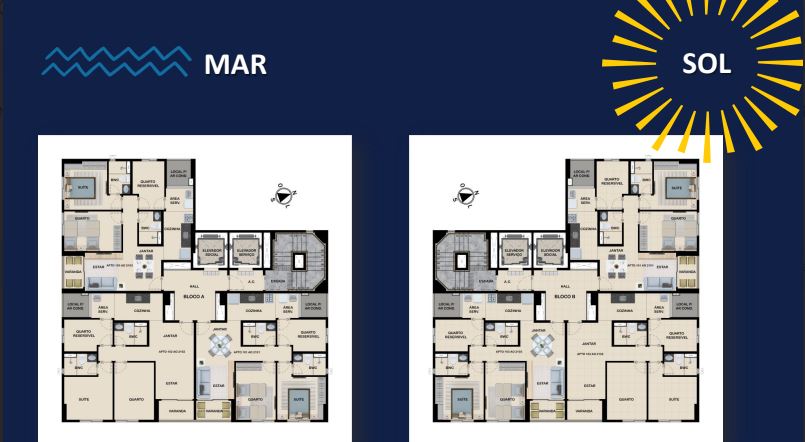 Planta baixa do apartamento de 3 quartos