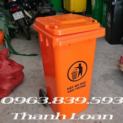 Thùng rác hdpe 120lit, thùng rác nhựa 120l, thùng rác đô thị./ 0963.839.593 Ms.Loan Dia-chi-cung-cap-thung-rac-nhua-120-L-mau-cam-re-1