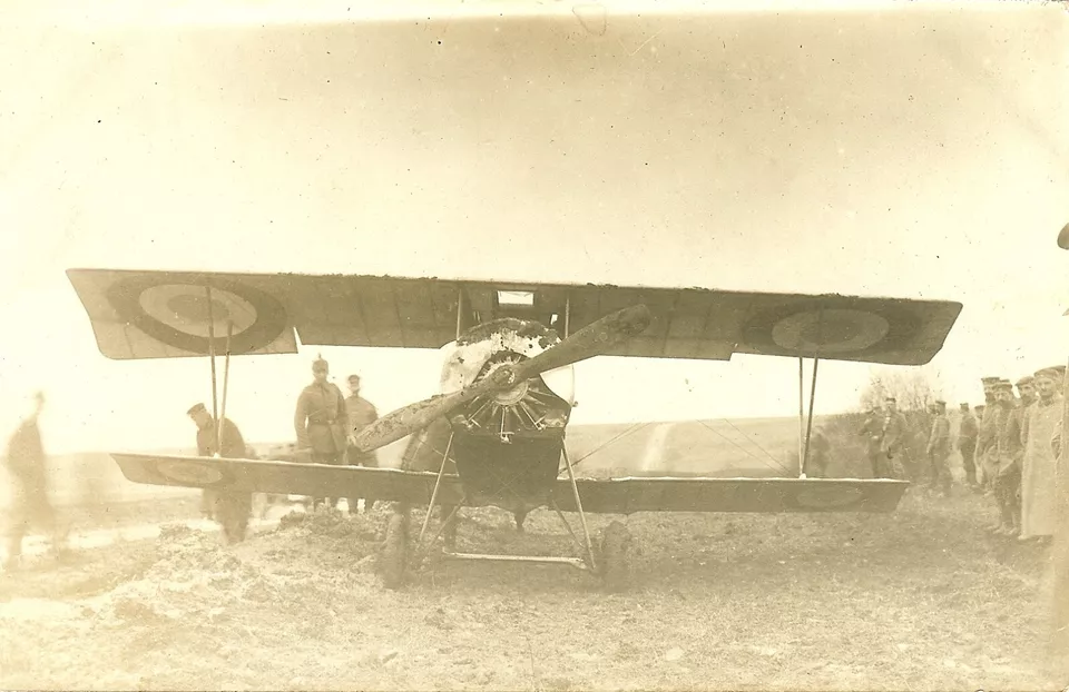 Port. Photo- RARE! Germans Posed w- Captured French Nieuport Fighter Plane (#1)! (1)