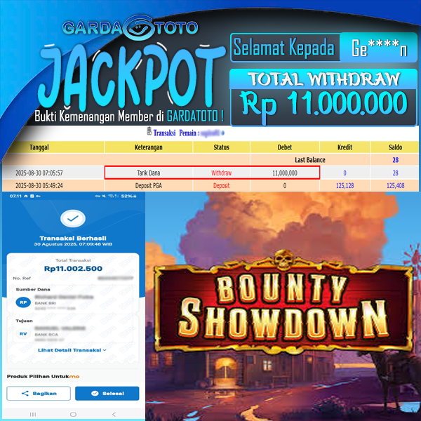 JACKPOT DI PERMAINAN  SLOT PG SOFT WILD BOUNTY SHOWDOWN WD Rp 11.000.000,- DIBAYAR LUNAS GARDATOTO MANTAP !