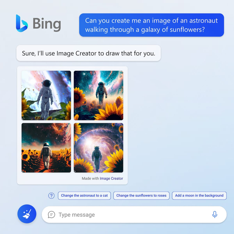 One of the features of Bing AI is multimodality.