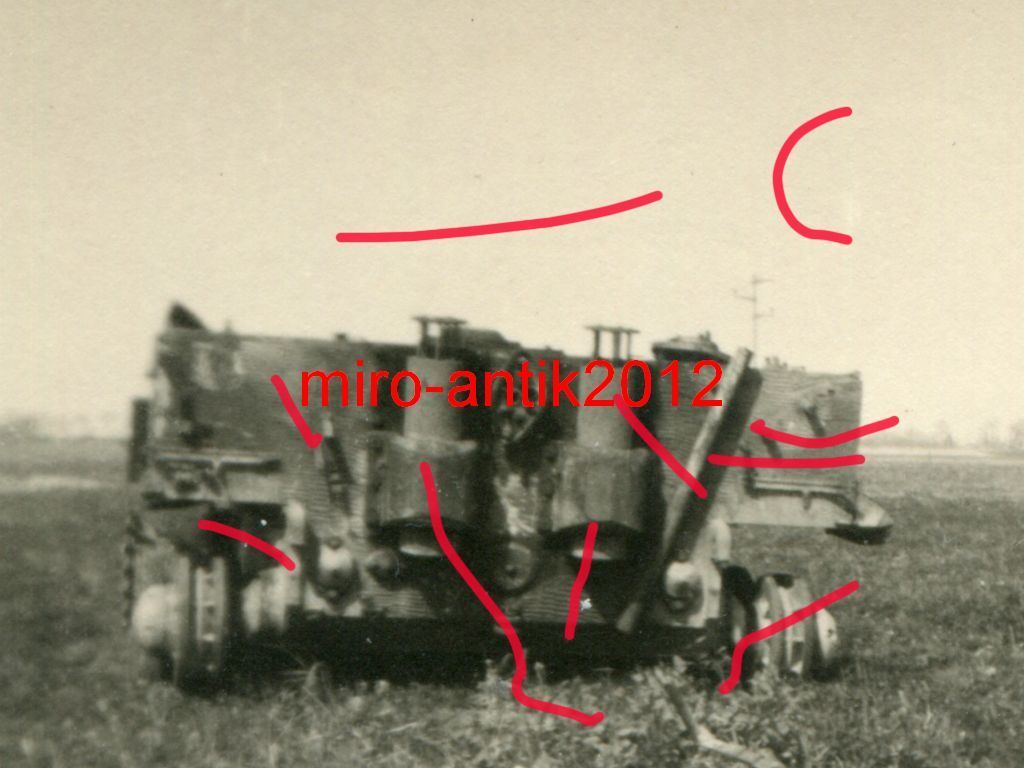 zerstörter Tiger, Panzer, Tank, Turmnummer 007, 