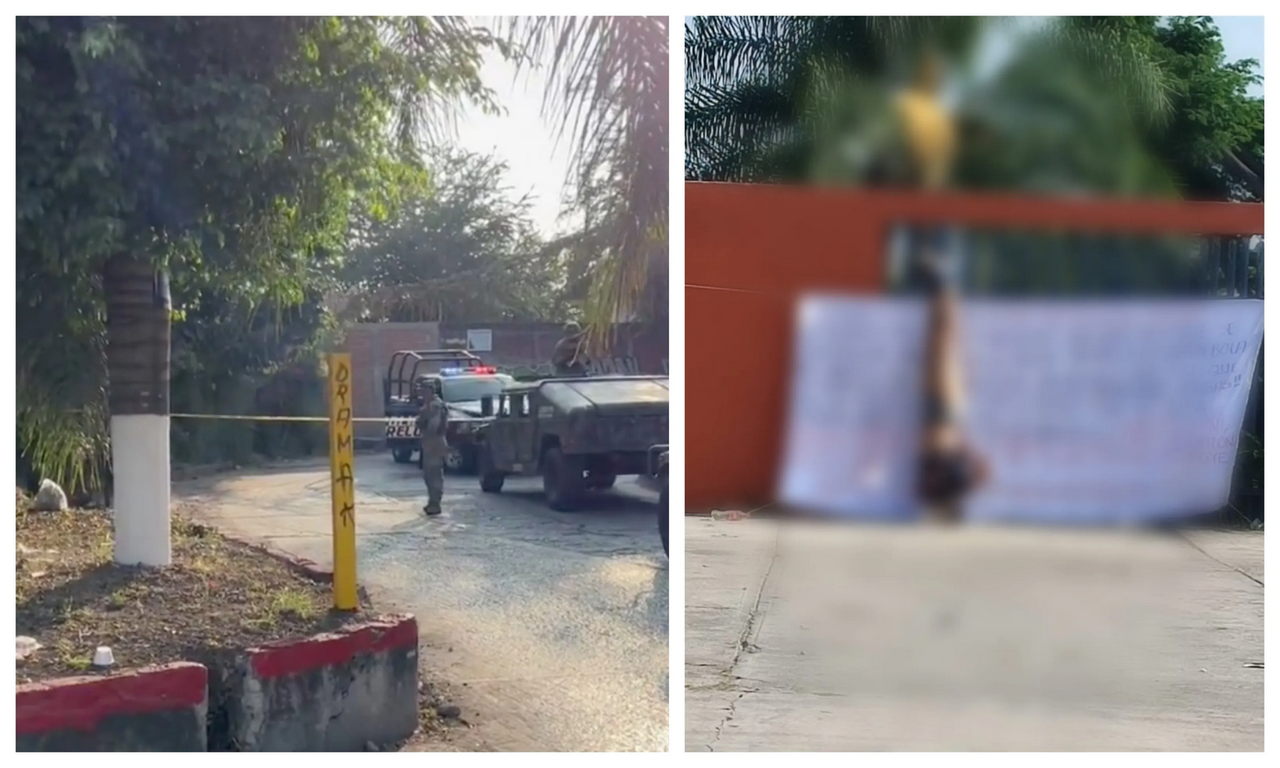 Dejan cuerpo colgado con narcomensaje afuera de escuela en Jiutepec, Morelos