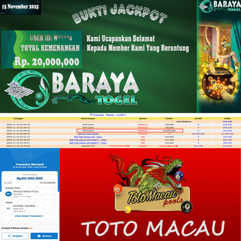 Rp. 20.000.000.- WD LUNAS DI BARAYATOGEL