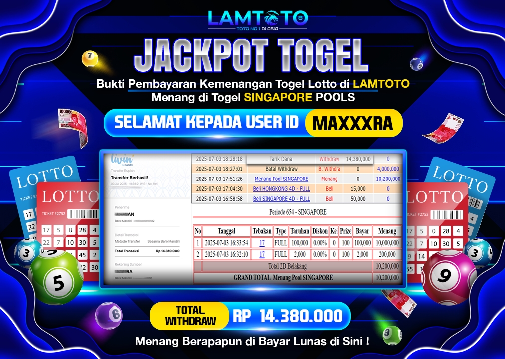 BUKTI JACKPOT LUNAS LAMTOTO