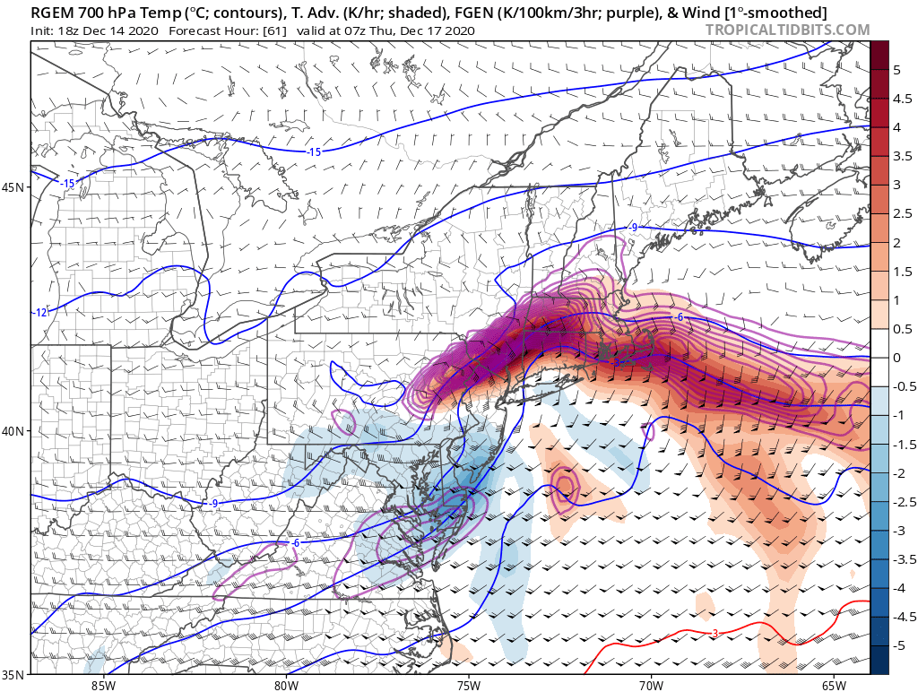 12/16 to 12/17 Godzilla - 1st Call Snow Map Rgem-700mb-frontogenesis