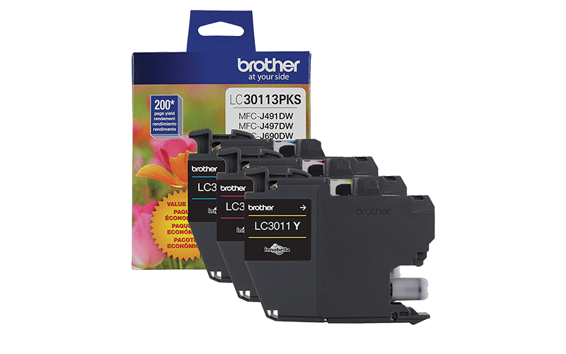 Brother MFCJ497DW (LC30113PKS) Combo Pack Ink Cartridge (3x200 Yield