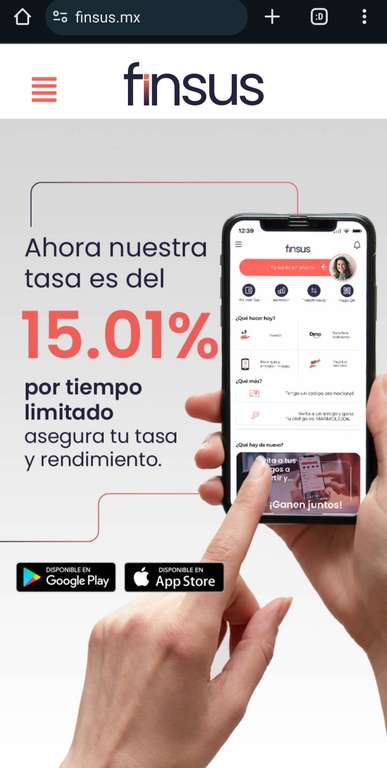 FINSUS: Nueva tasa a 15.01% a 5 años.