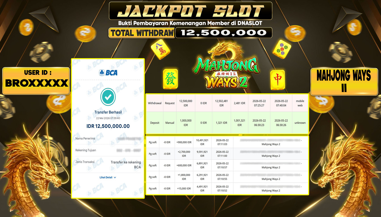 JACKPOT SLOT MAHJONG WAYS 2 22 MAY 2026