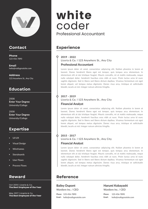 Black-White-Minimalist-CV-Resume preview