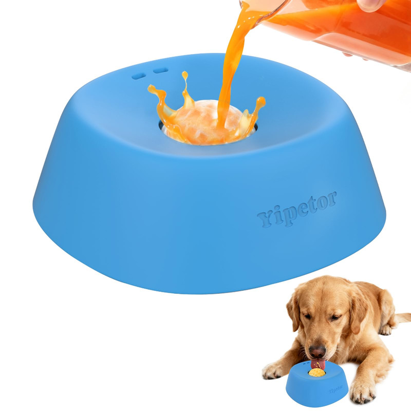 Yipetor Slow Feeder Lick Bowl for Liquid Treats with Rolling Ball