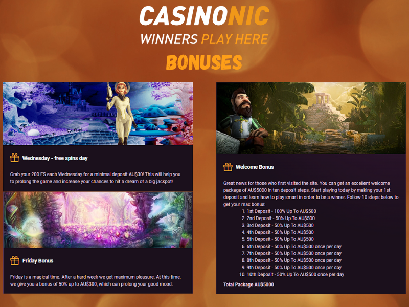 Casinonic Casino Bonuses