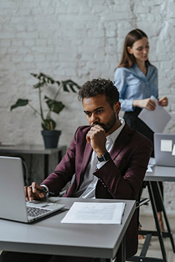 A businessman thinking