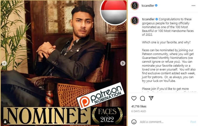 Refal Hady masuk nominasi 100 Pria Tertampan di dunia versi TC Candler.