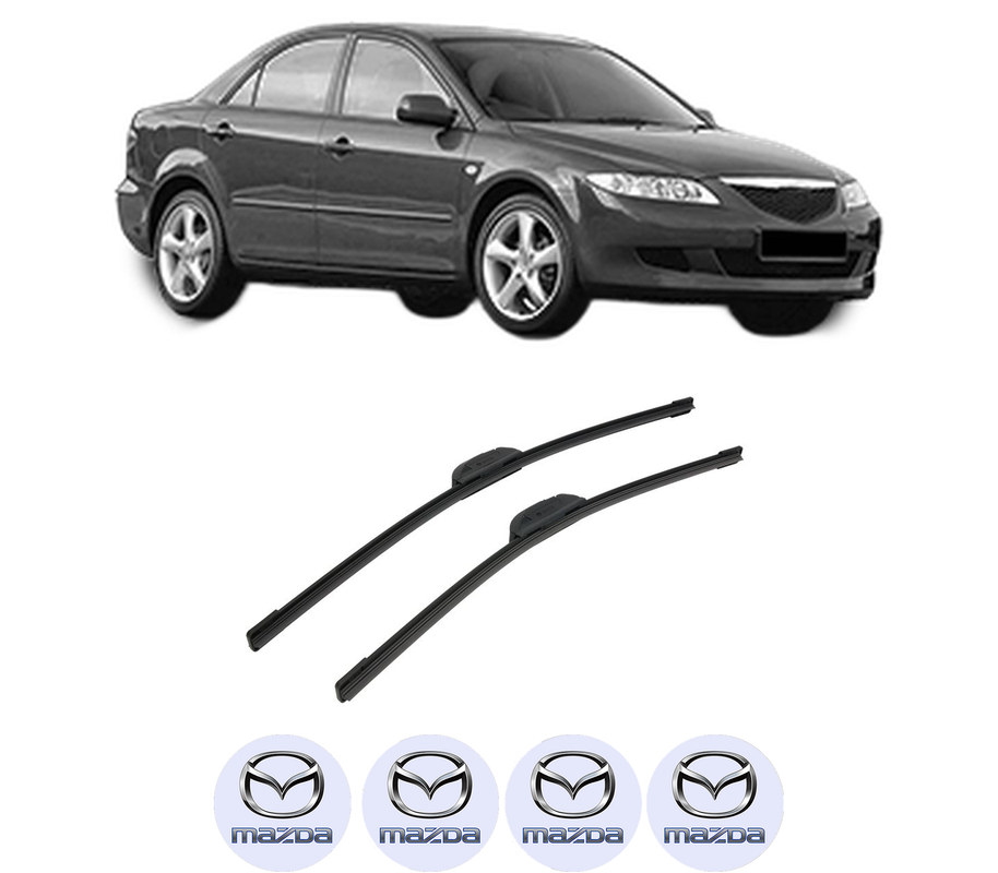 Set stergatoare auto MAZDA 6 Saloon (GG) din 2002-2007, pentru parbriz auto, 2 bucati, Bosch Aerotwin Retrofit, din cauciuc siliconat rezistent, 4 Stickere Auto MAZDA