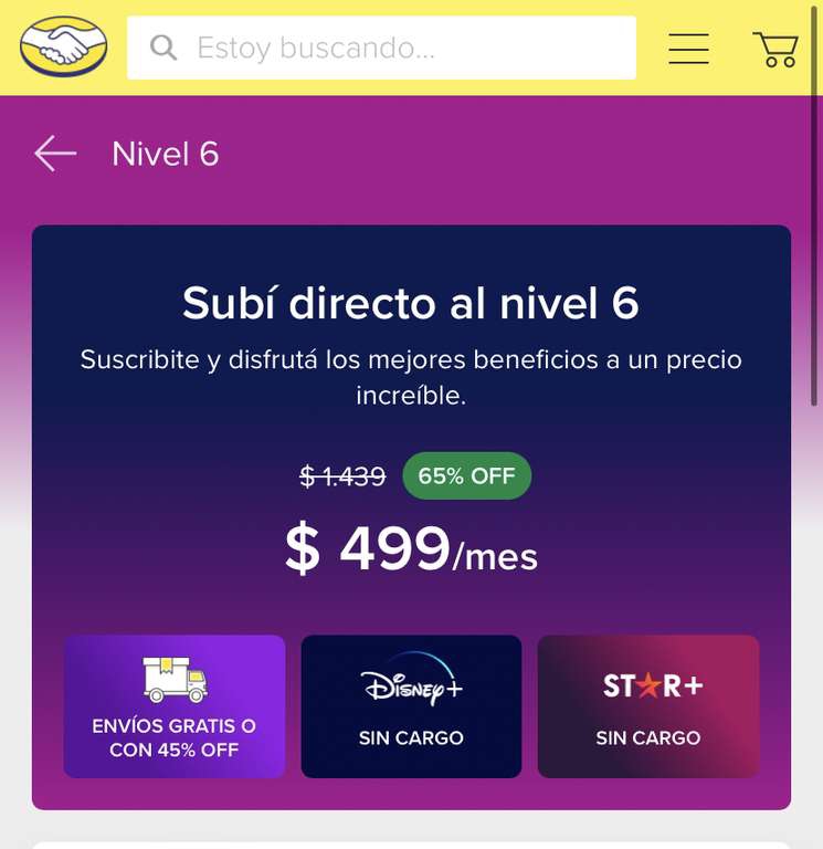 Disney+ y Star+ con Mercado Libre: Nivel 6 (Argentino) 
