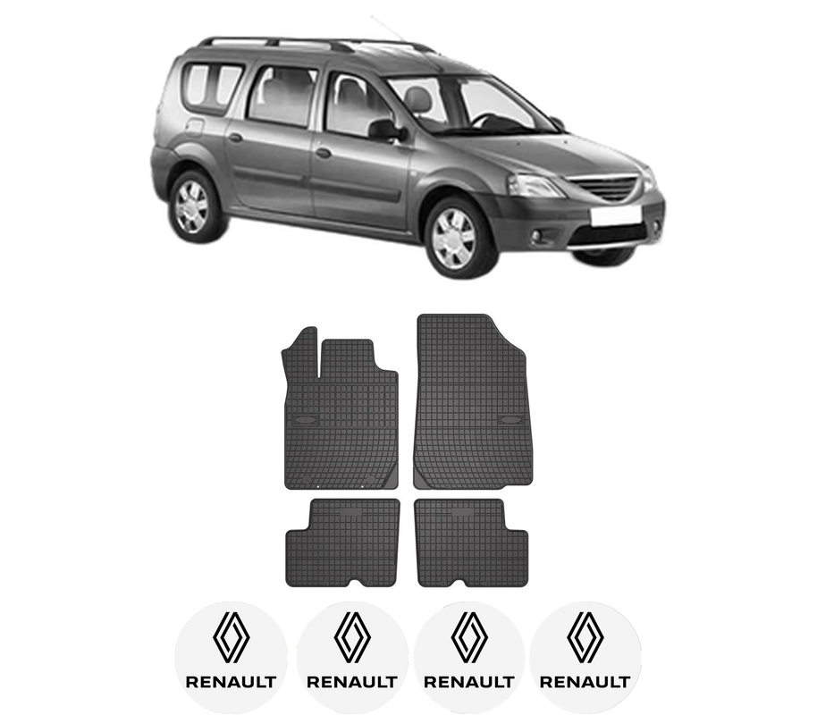 Set covorase presuri RENAULT LOGAN I Estate (KS_) din 2007-2015, auto, din cauciuc thermoplastic, 4 Stickere auto cu RENAULT