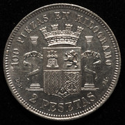 2 pesetas. Primera República. 1870 (18*73) PAS7558