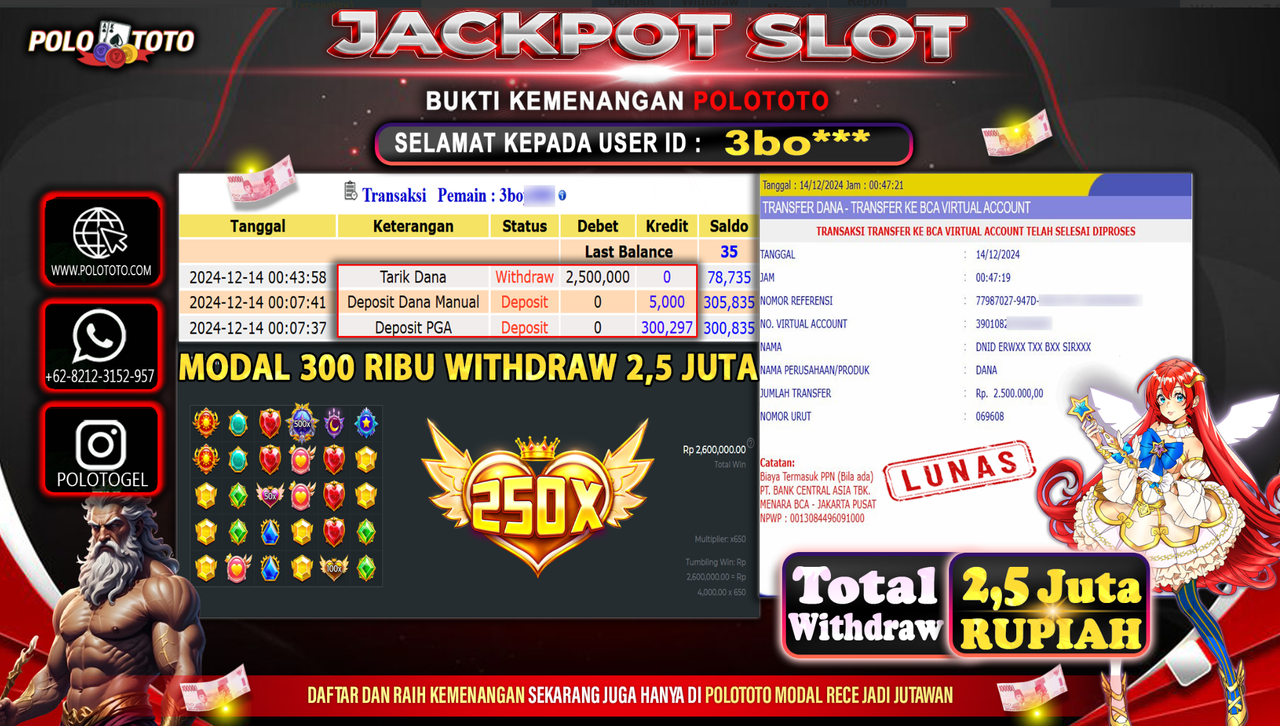 POLOTOTO JACKPOT SLOT STARLIGHT PRINCESS Rp.2,500.000,-