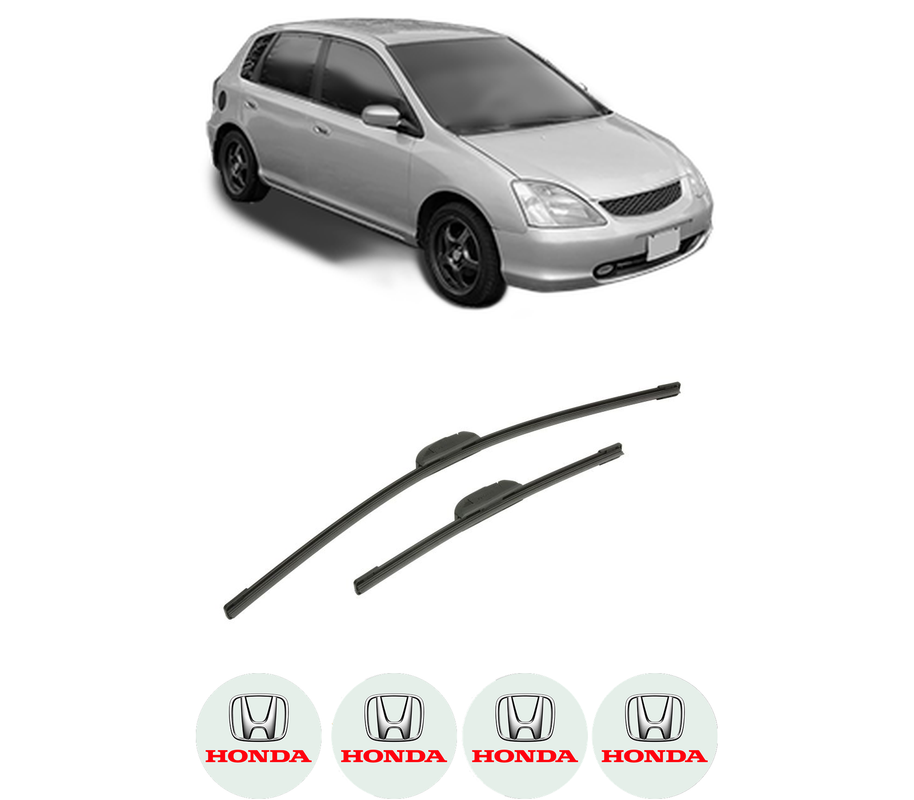 Set stergatoare auto HONDA CIVIC VII Hatchback (EU, EP, EV) din 2000-2005, pentru parbriz auto, 2 bucati, Bosch Aerotwin Retrofit, din cauciuc siliconat rezistent, 4 Stickere Auto HONDA