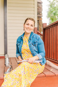 Hero image - Samantha Welch on porch with notebook and mic
