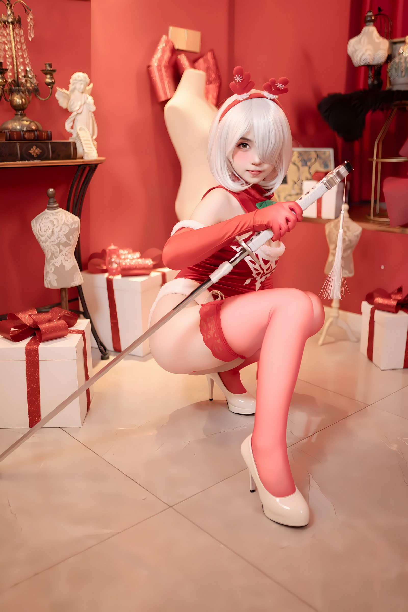 Bangni邦尼 – 圣诞尼尔 红裙御姐 Cosplay 写真集（132P-3V-966MB）插图