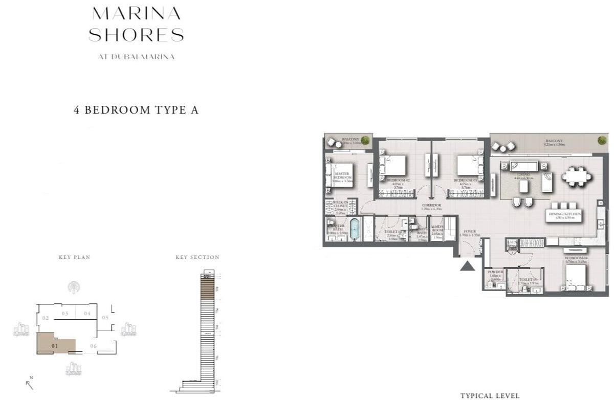 Marina Shores 4-BR penthouse layout floorplan Distress Deal showing spacious unit configuration and room distribution