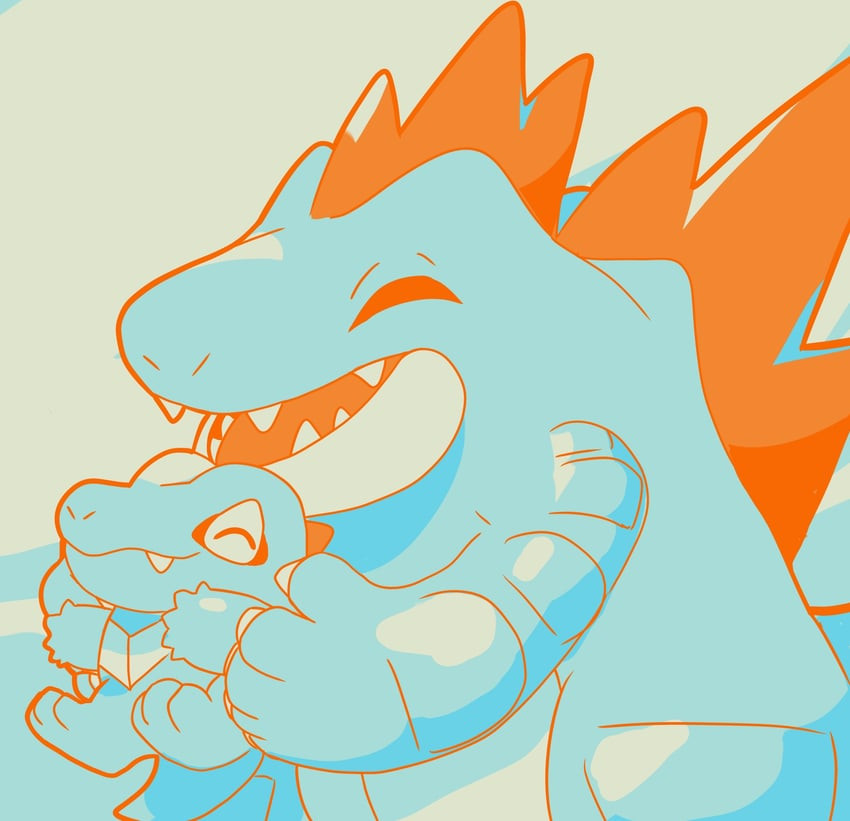 totodile-and-feraligatr-pokemon-drawn-by